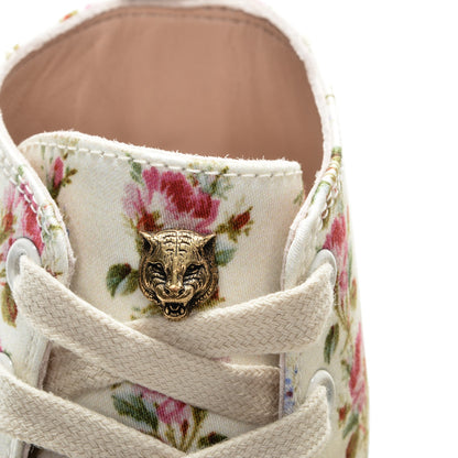 Gucci Canvas Romantic Print Major Blind For Love High Top Sneakers 35.5 in Ivory 8 of 11