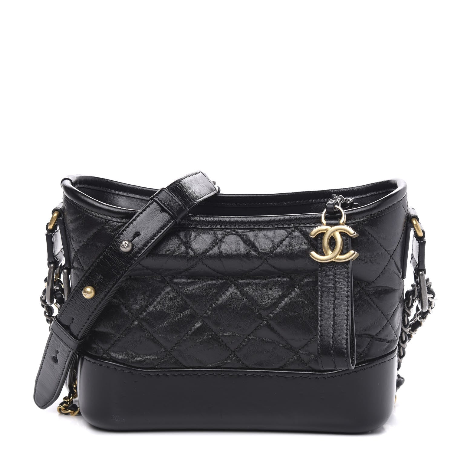 Chanel Aged Calfskin Quilted Small Gabrielle Hobo Black 1 of 14
