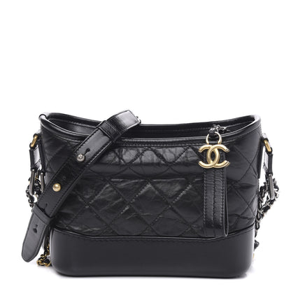 Chanel Aged Calfskin Quilted Small Gabrielle Hobo Black 1 of 14