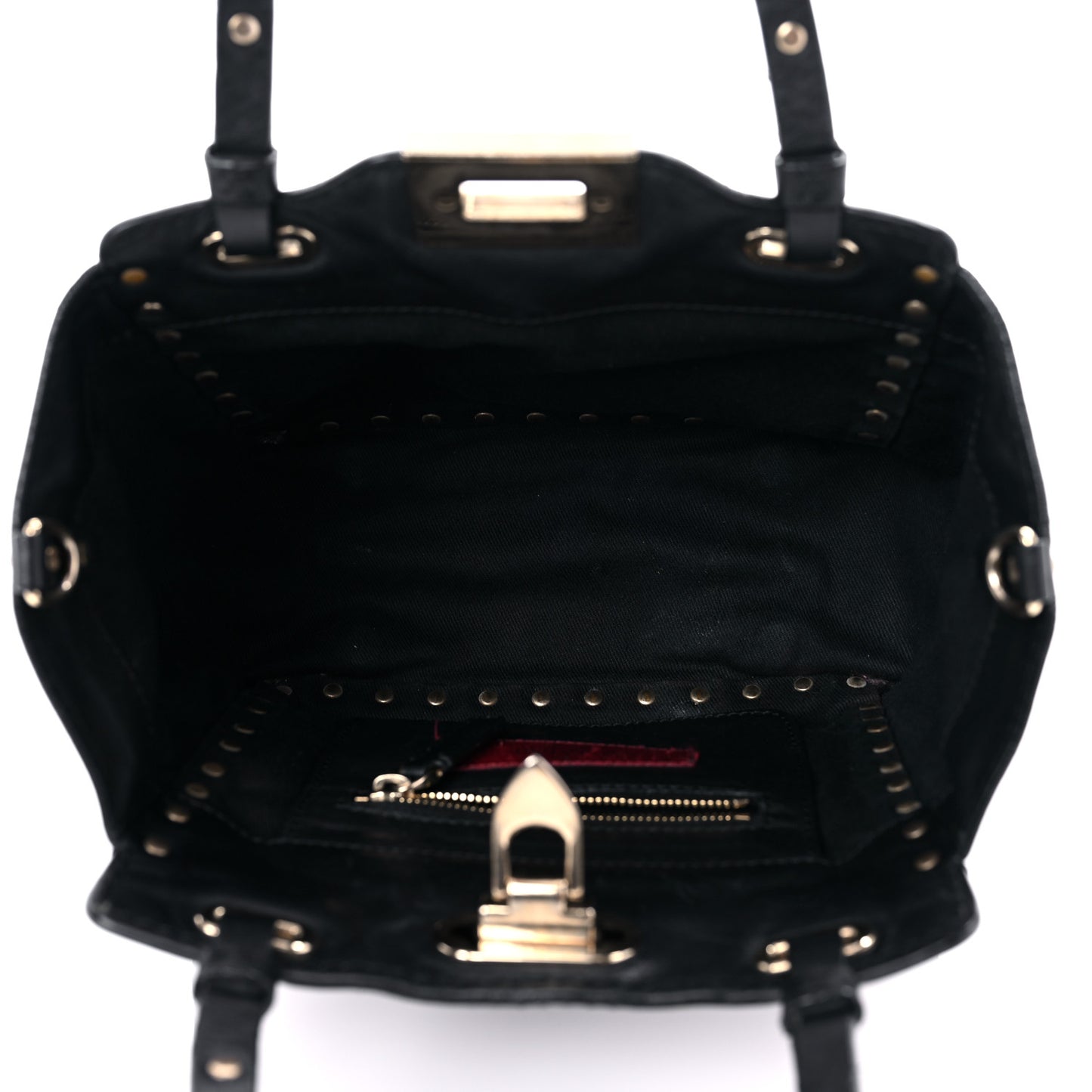 Vitello Mini Rockstud Tote Black