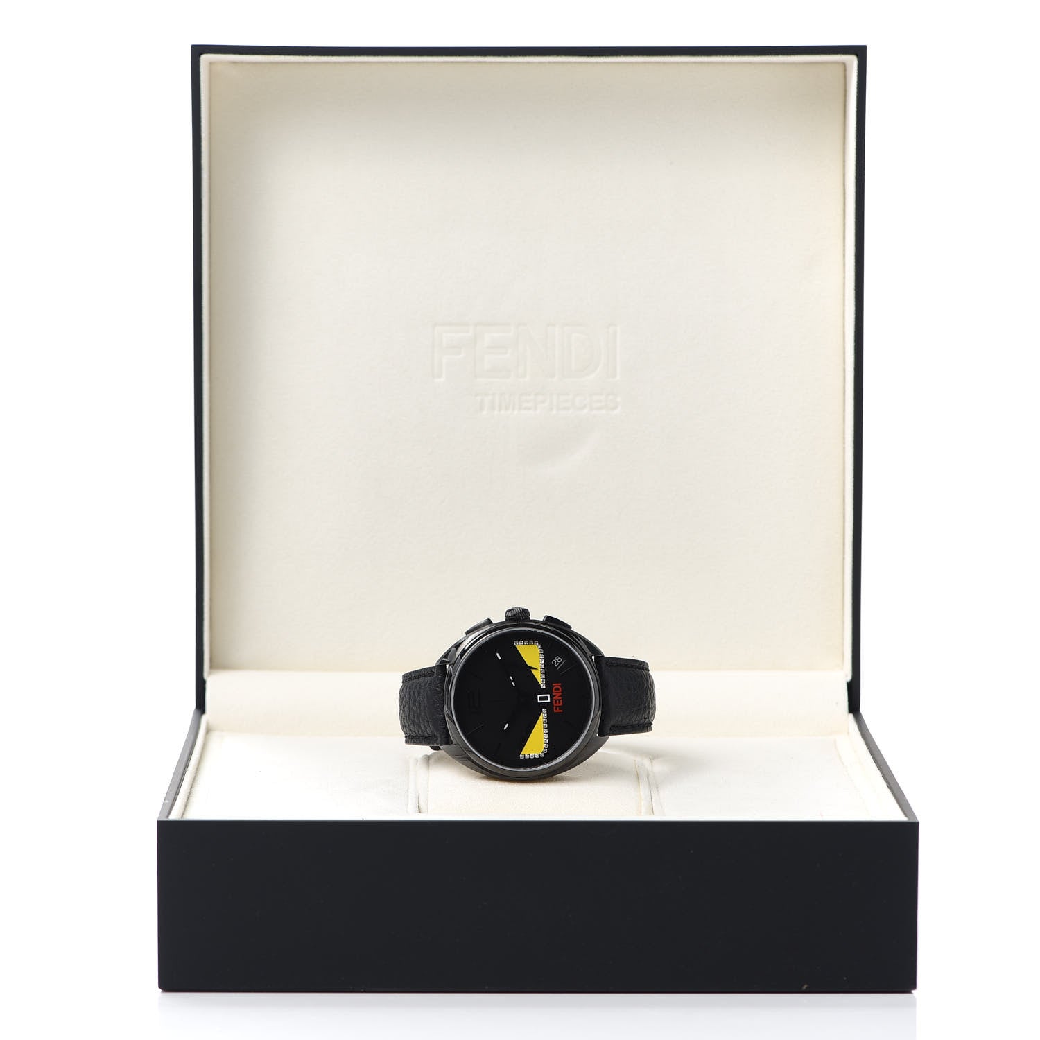 Fendi Stainless Steel Calfskin Diamond 40mm Momento Bugs Quartz Watch Black 4 of 4