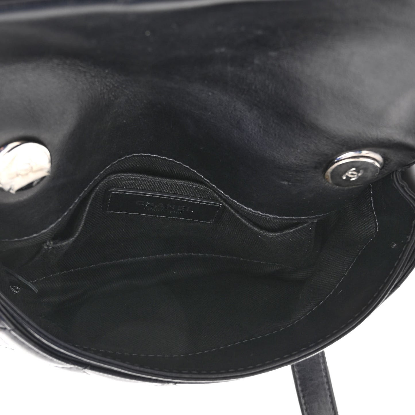 Calfskin Quilted CC Uniform Flap Belt Bag Black