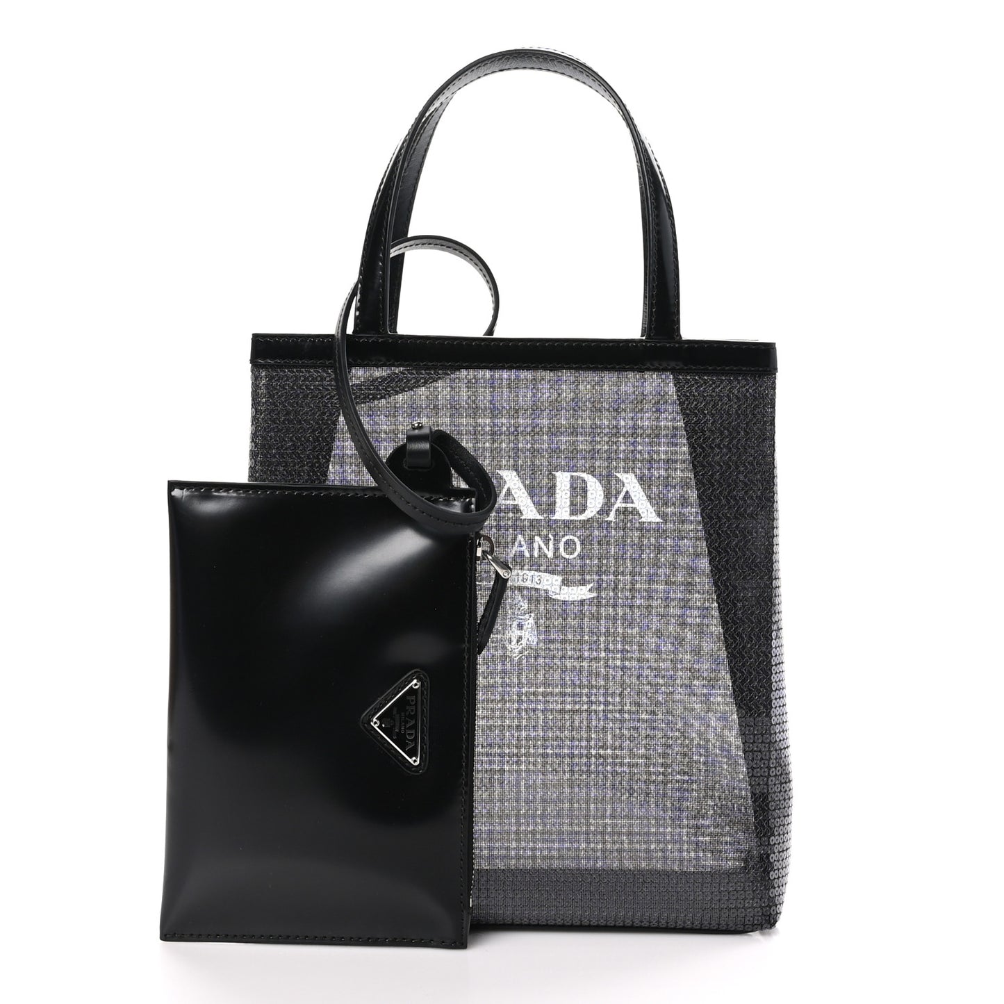 Sequin Rete Paillettes Small Tote Bag Black