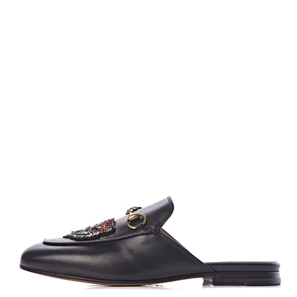Gucci Calfskin Crystal Tiger Embroidered Womens Princetown Slippers 36 Black 1 of 10