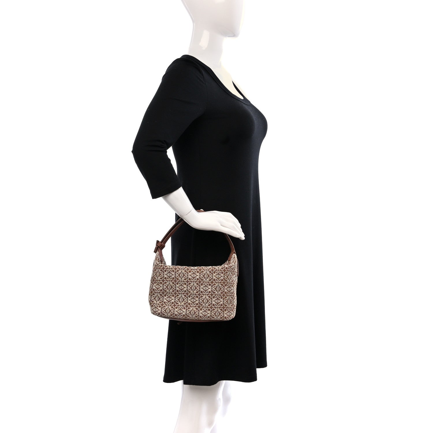 Loewe Jacquard Anagram Calfskin Small Cubi Bag Tan Pecan 3 of 8