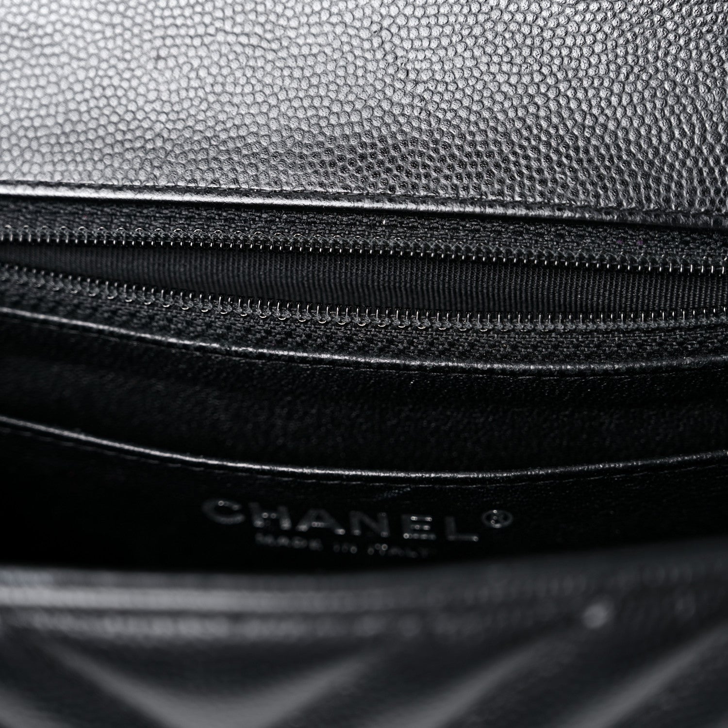 Chanel Caviar Chevron Quilted Mini Square Flap Black 13 of 14