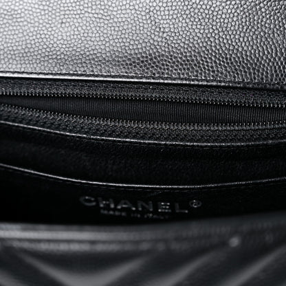 Chanel Caviar Chevron Quilted Mini Square Flap Black 13 of 14