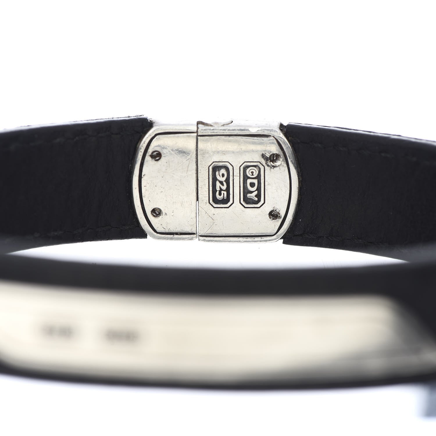 David Yurman Sterling Silver Leather Mens Cable ID Bracelet Black 4 of 4