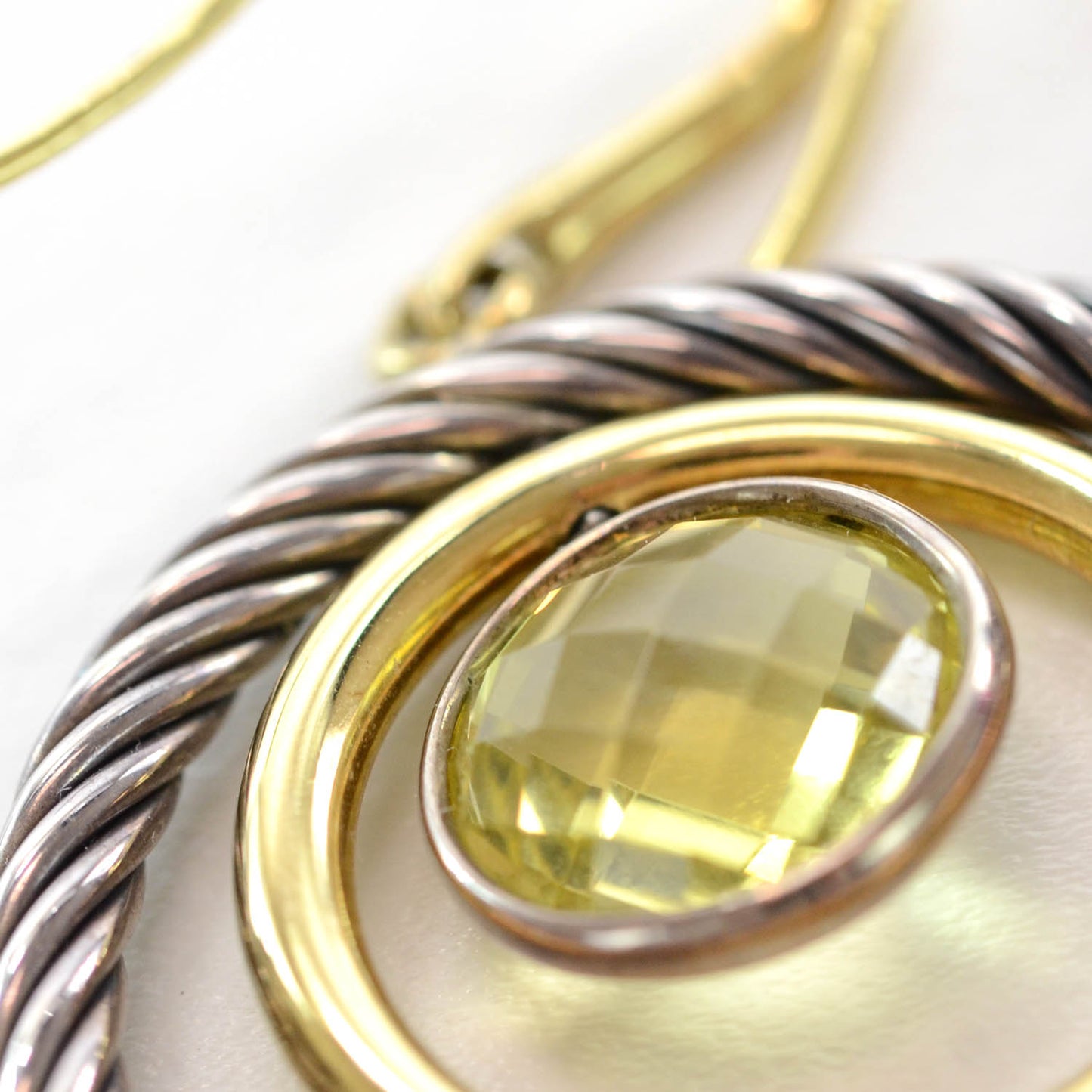 Sterling Silver 18k Gold Lemon Citrine Spiral Cable Mobile Earrings