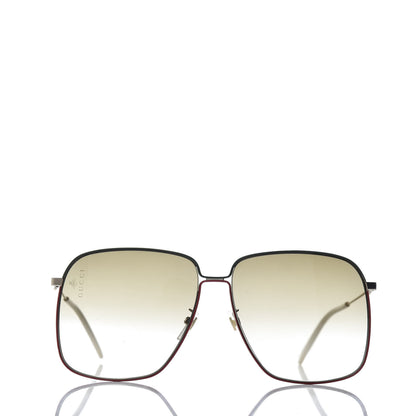 Gucci Web Rectangular Frame Interlocking G Sunglasses GG0394S Green Red 2 of 6