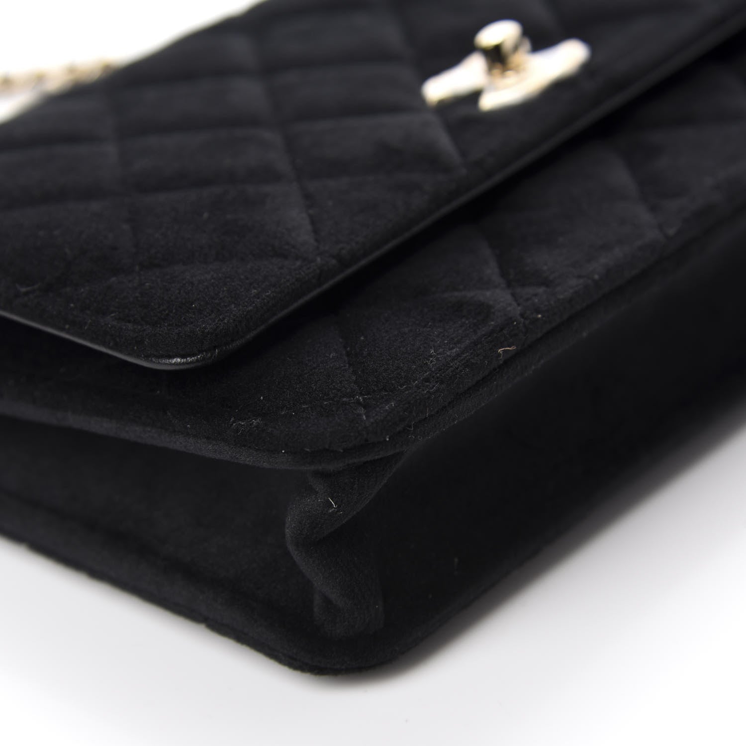 Chanel Velvet Quilted Pearl Crush Wallet On Chain WOC Black 6 of 12