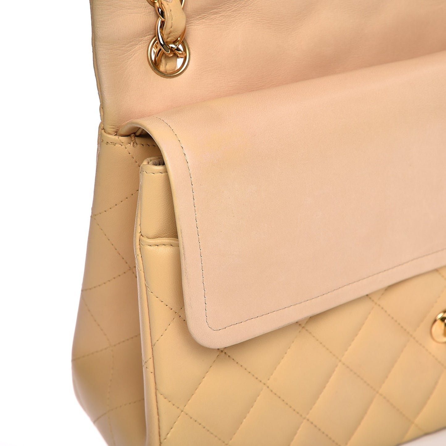 Lambskin Quilted Jumbo Double Flap Beige Clair