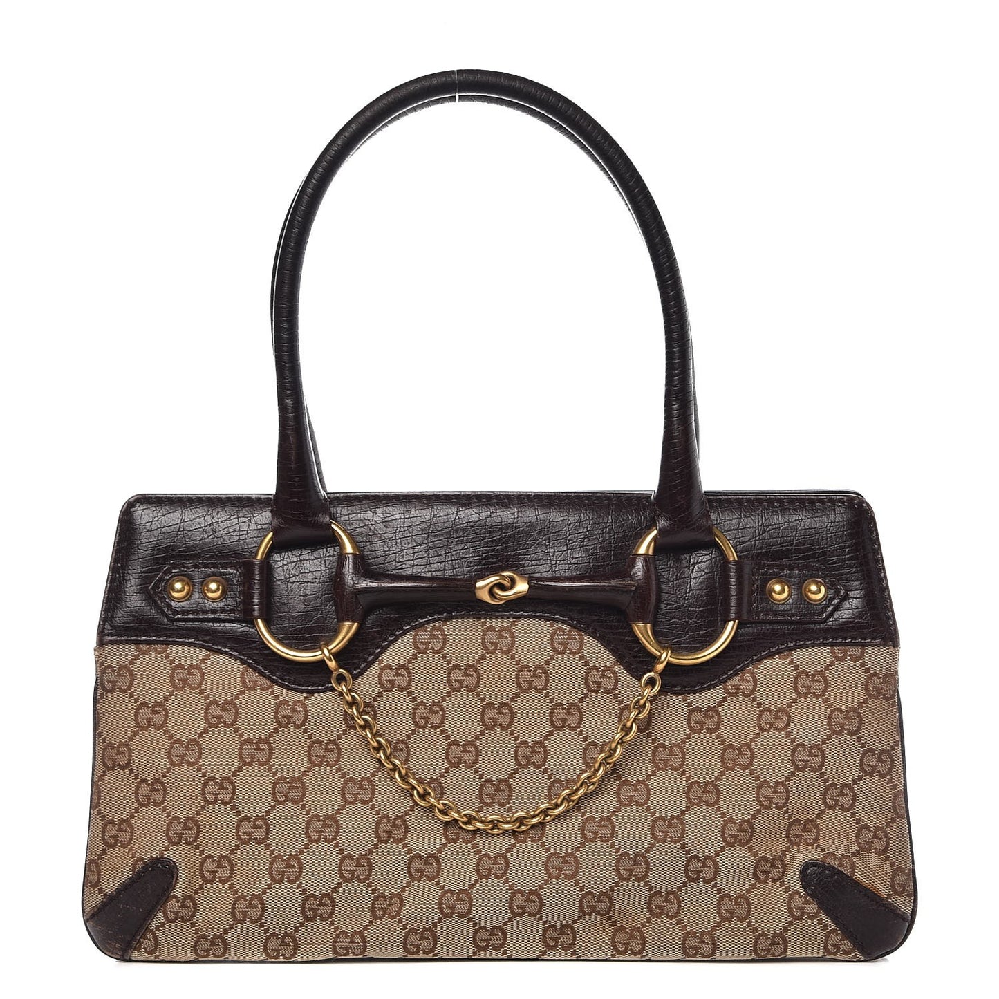 Monogram Horsebit Chain Shoulder Bag Brown