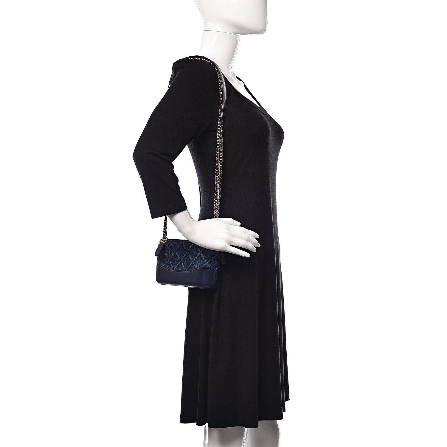 Chanel Denim Calfskin Quilted Small Gabrielle Clutch With Chain Blue 2 of 11