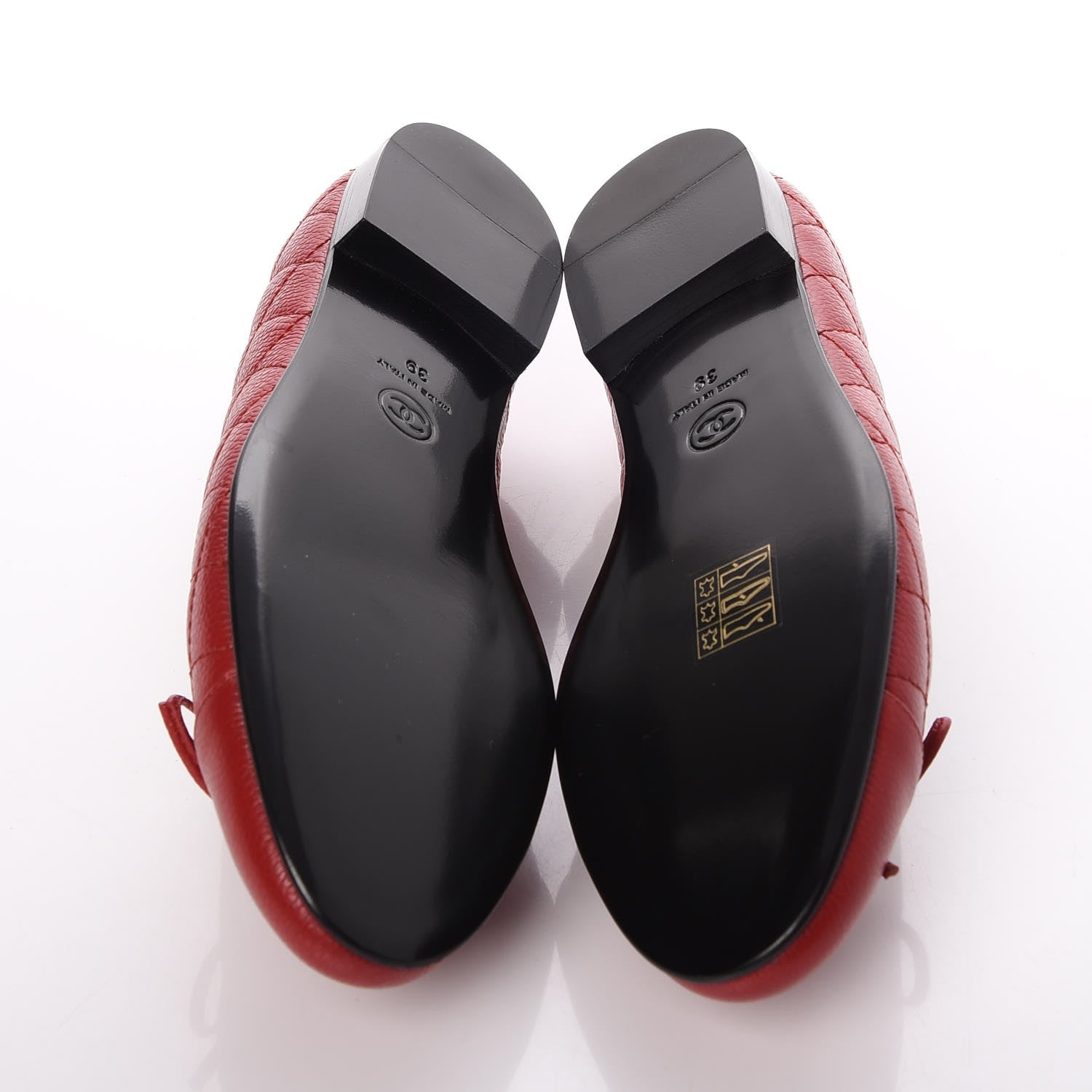 Chanel Caviar Quilted CC Cap Toe Ballerina Flats 39 Red 5 of 9
