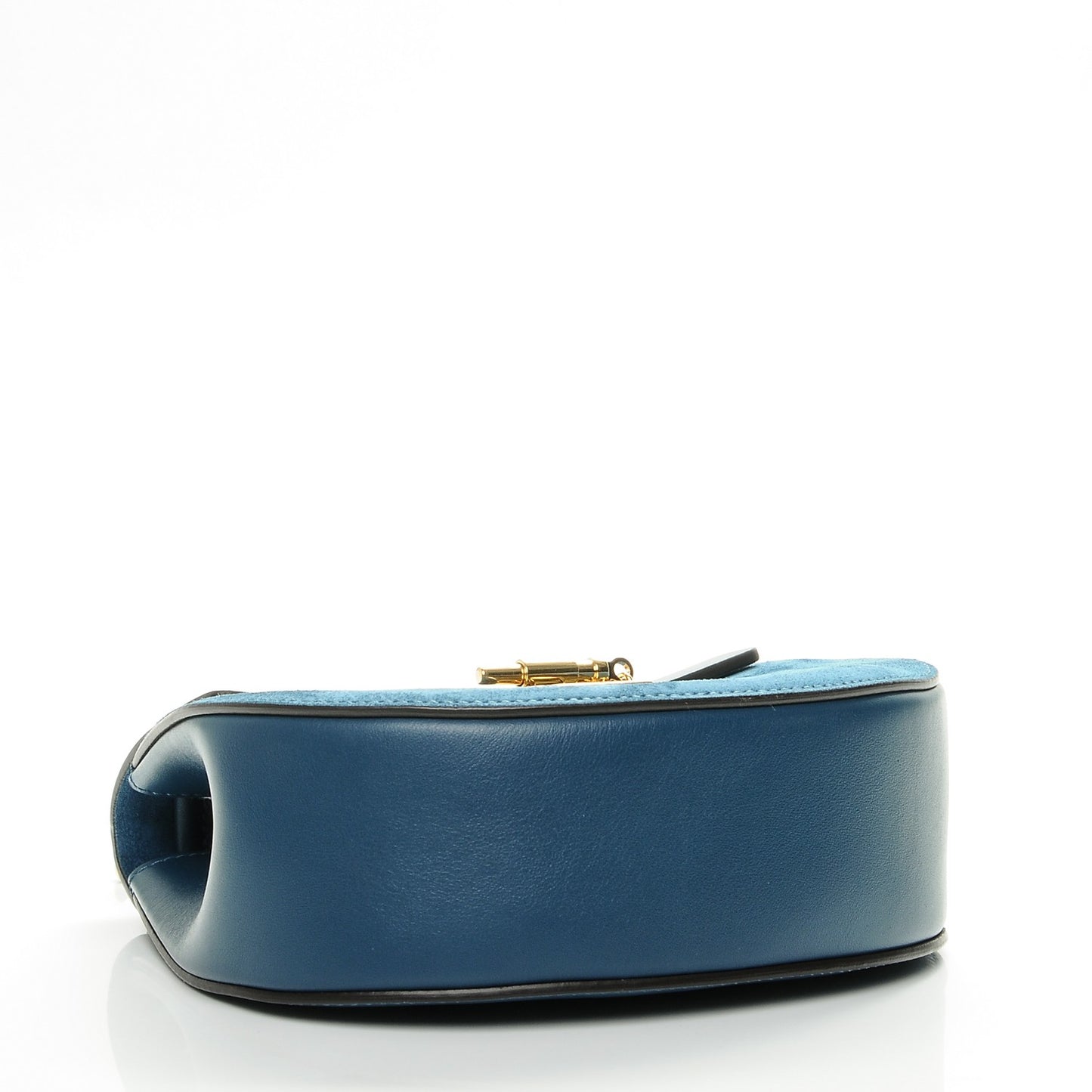 Suede Smooth Calfskin Mini Drew Shoulder Bag Majolica Blue