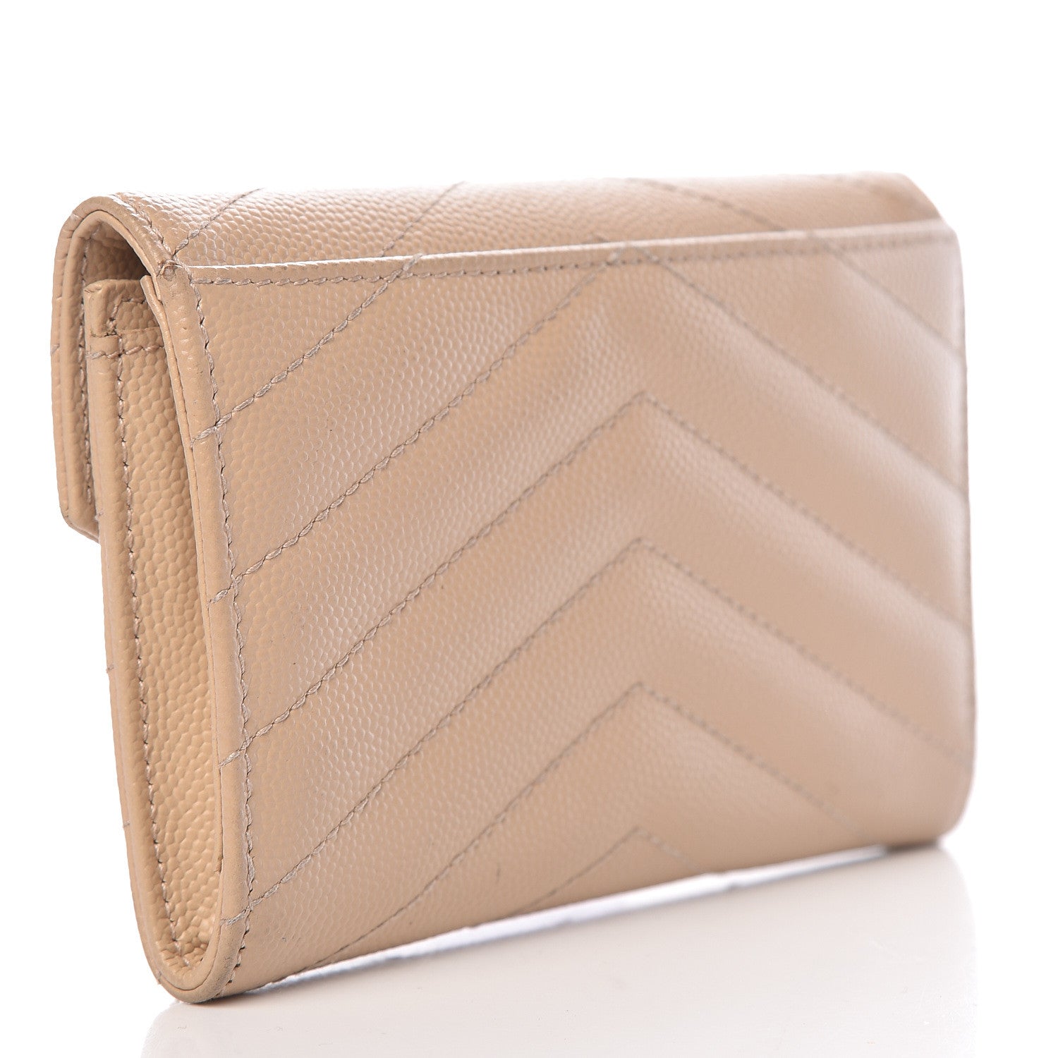 Saint Laurent Grain De Poudre Matelasse Chevron Small Monogram Envelope Wallet Nude Powder 3 of 13