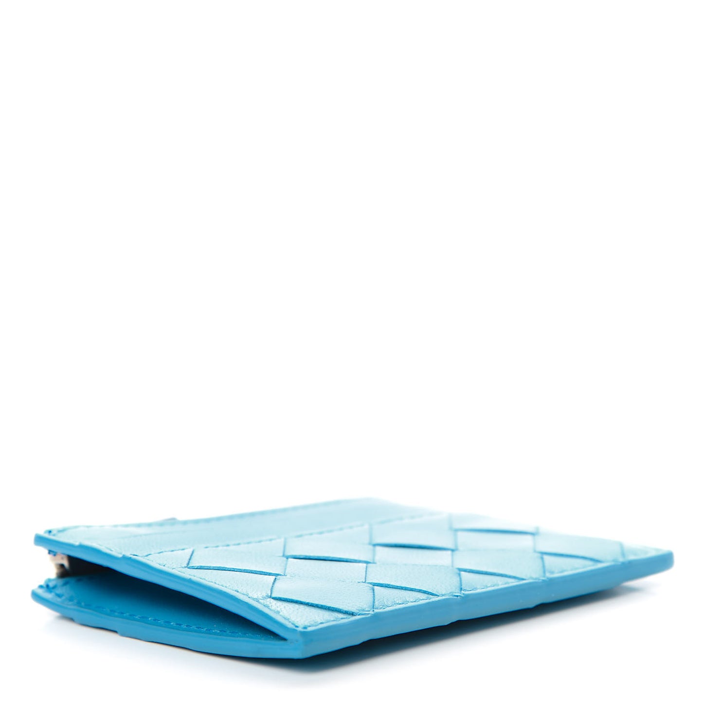 Nappa Intrecciato Zip Card Case Teal