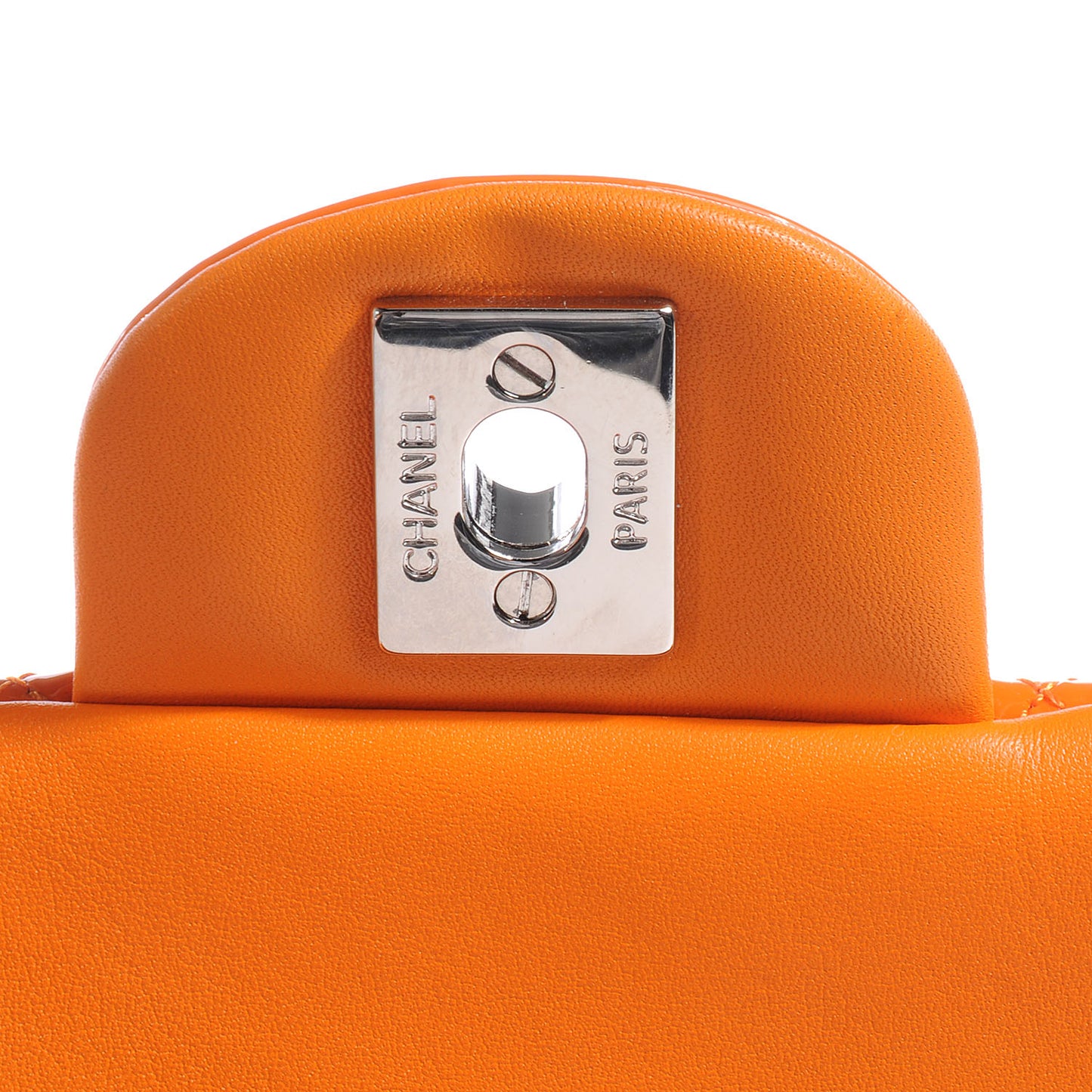 Patent Quilted Mini Flap Orange