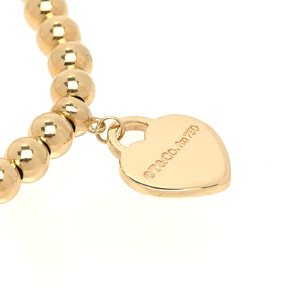 Tiffany 18K Yellow Gold 4mm Return To Tiffany Bead Heart Tag Bracelet 5 of 6
