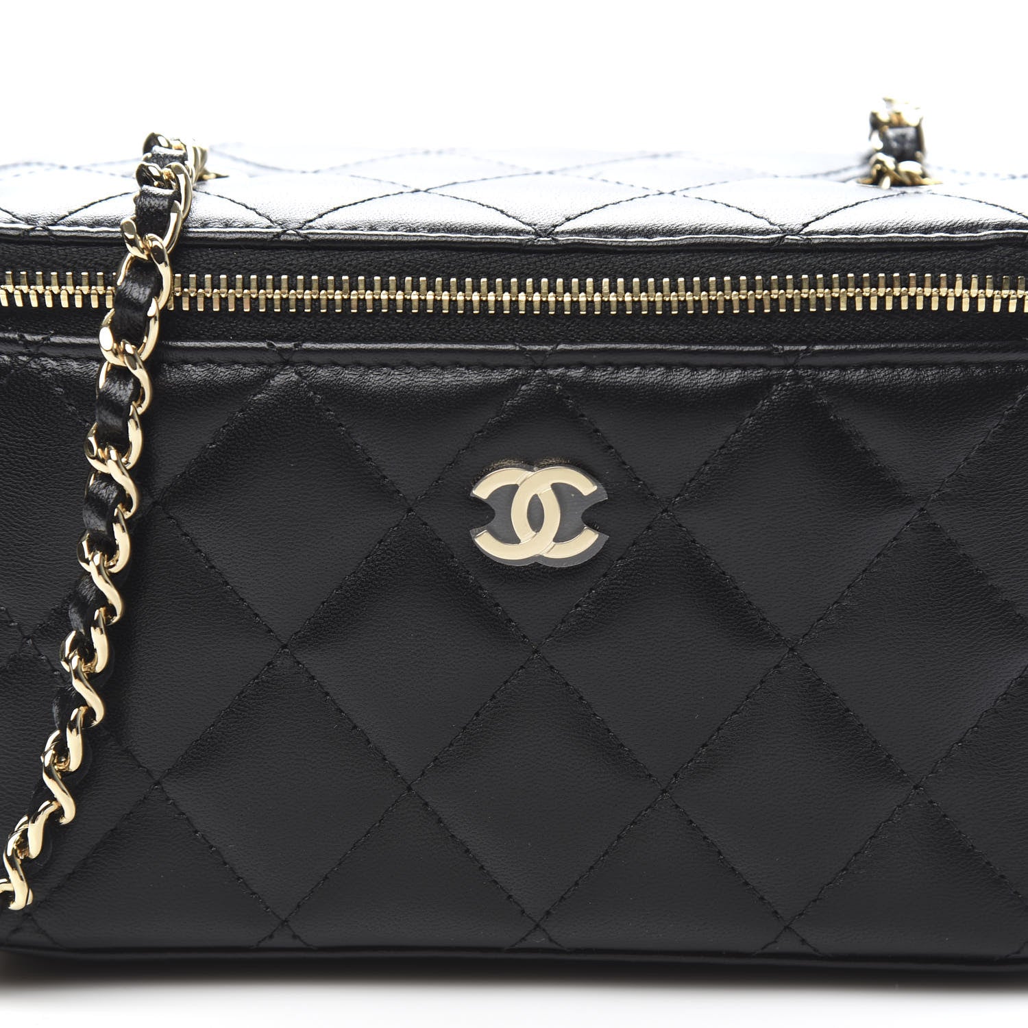 Chanel Lambskin Quilted Small Vanity Case With Chain Black 10 of 11