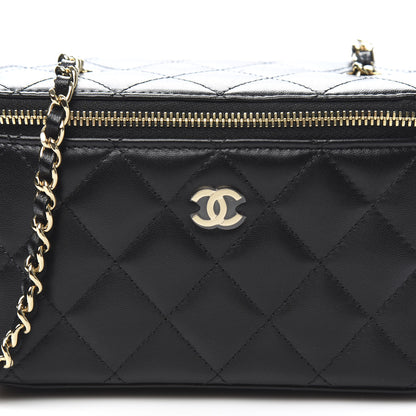 Chanel Lambskin Quilted Small Vanity Case With Chain Black 10 of 11