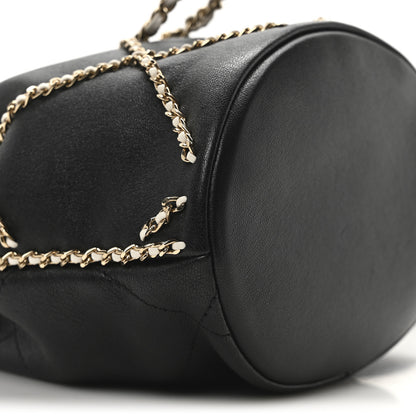 Chanel Lambskin Entwined Chain Bucket Bag Black 9 of 10