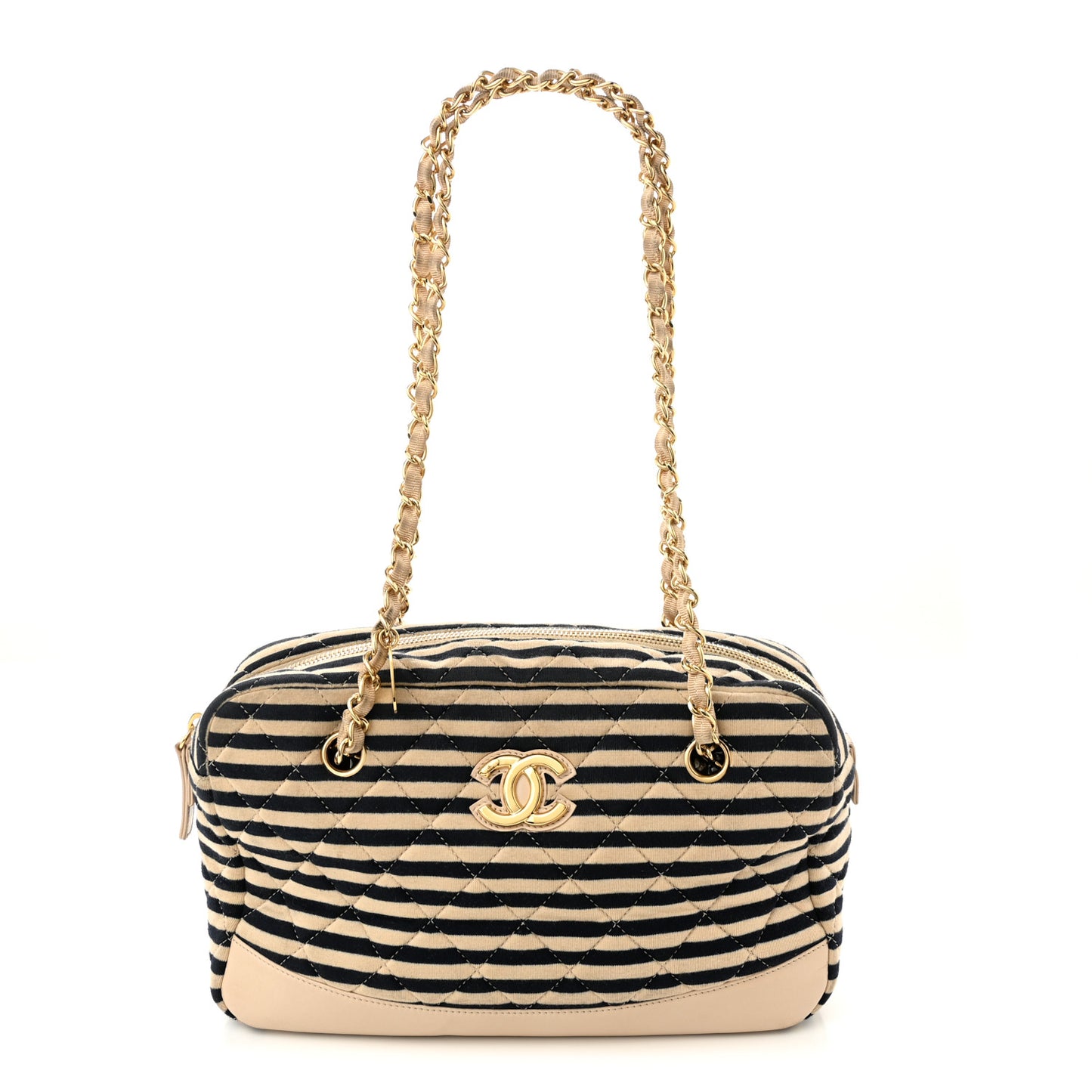 Jersey Quilted Coco Sailor Camera Case Beige Navy