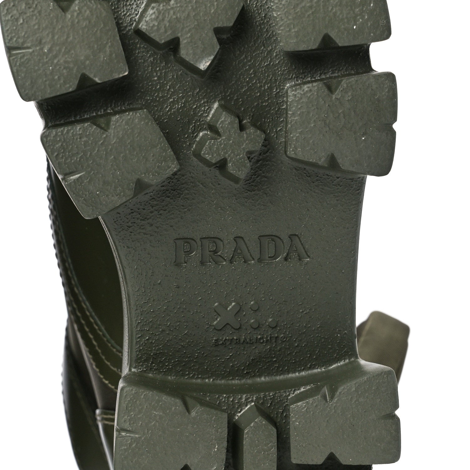 Prada Spazzolato Rois Re-Nylon Metal Triangle Logo Monolith Pouch Pocket 55mm Boots 39.5 Militare 6 of 11