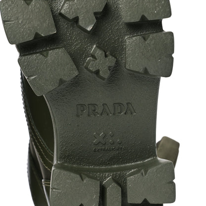 Prada Spazzolato Rois Re-Nylon Metal Triangle Logo Monolith Pouch Pocket 55mm Boots 39.5 Militare 6 of 11