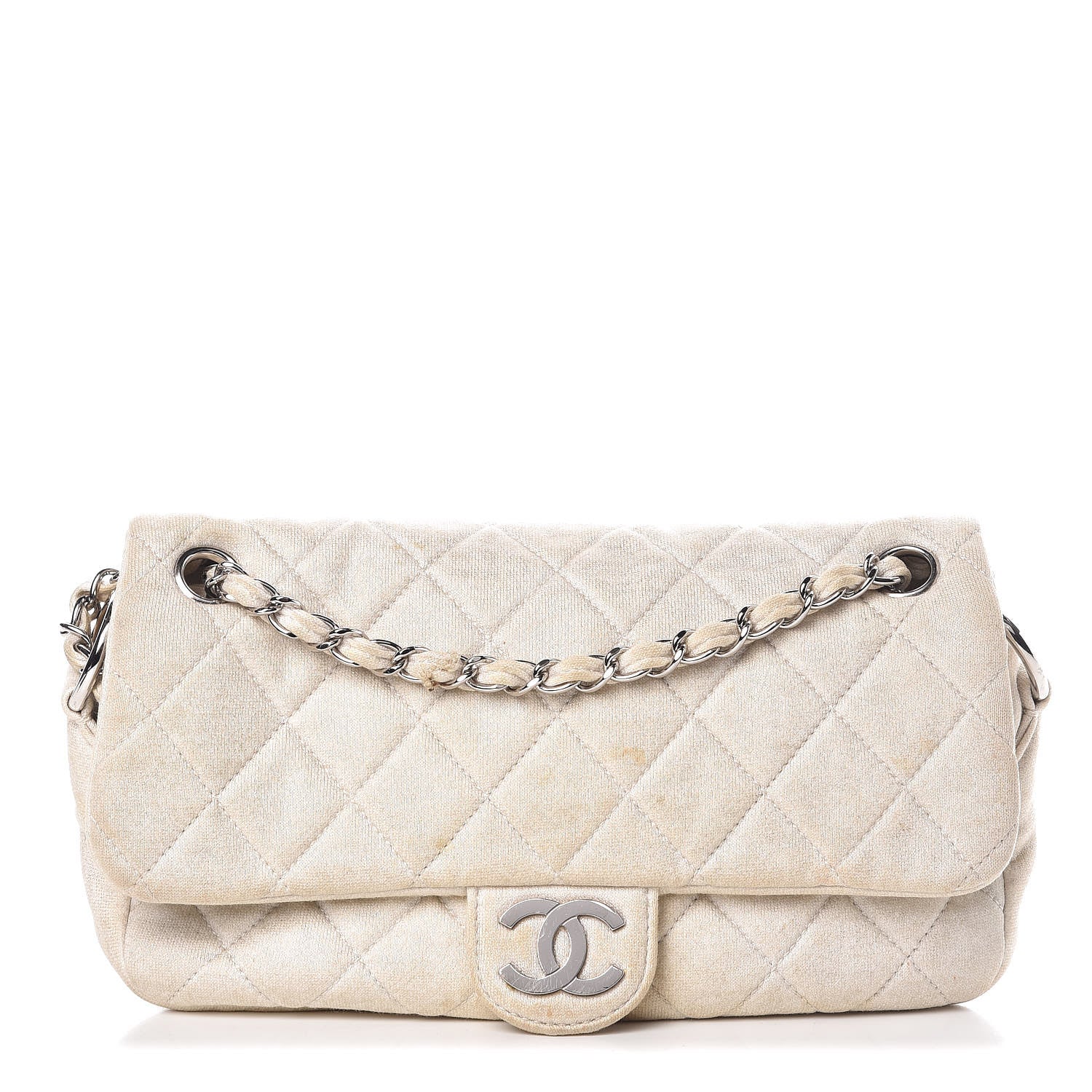 Chanel Jersey Quilted Small Single Flap White 1 of 15