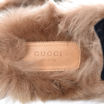Gucci Velvet Fur Womens Princetown Slippers 39.5 Black 5 of 8