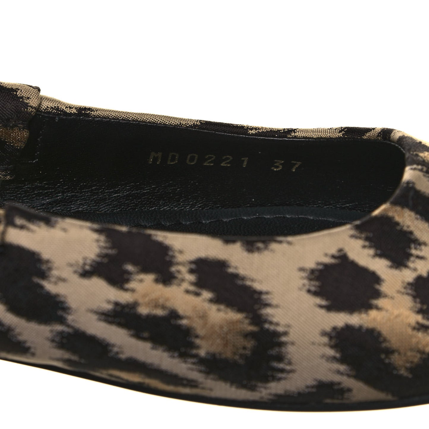 Nylon Leopard Print Mizza Slingback Flat 37 Beige Multicolor