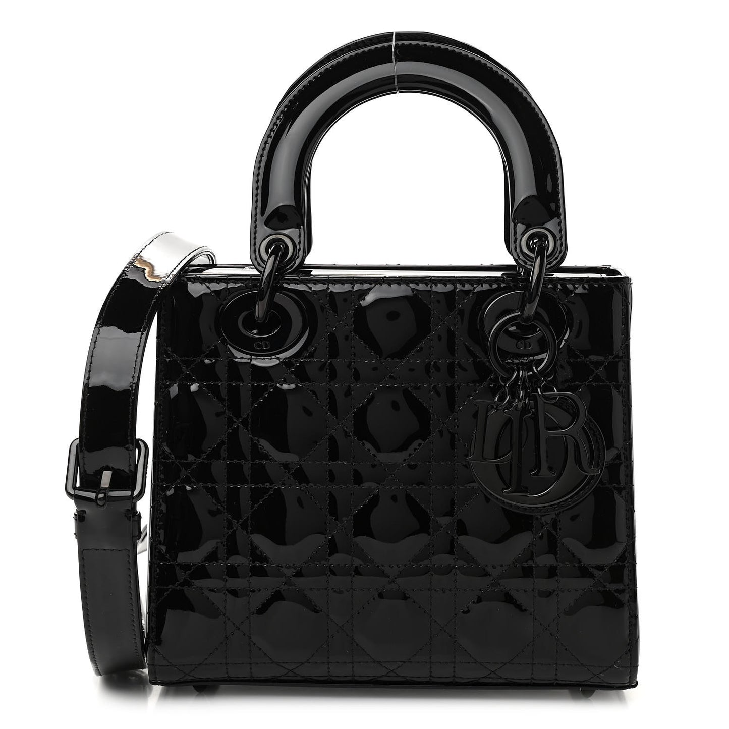 Patent Cannage Small Lady Dior Black