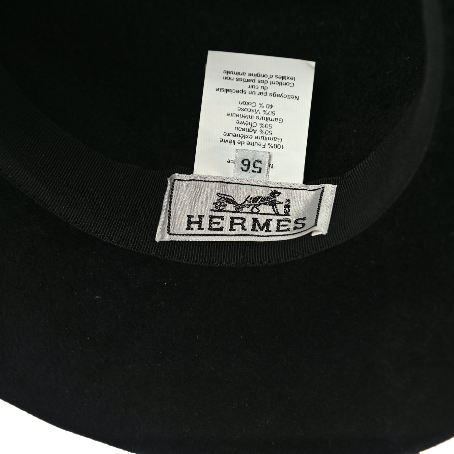 Felt Goatskin Lambskin Hat 56 Black