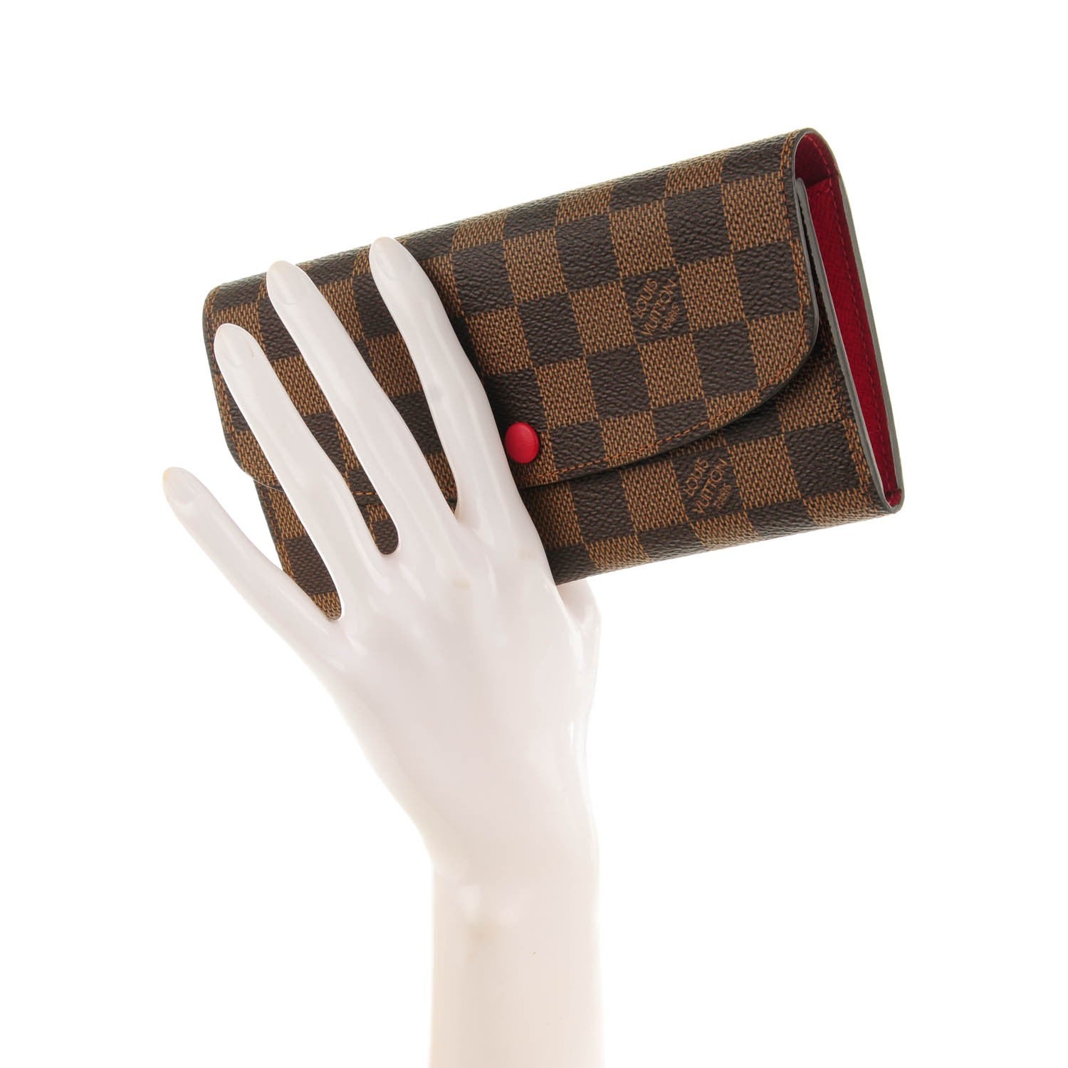 Louis Vuitton Damier Ebene Emilie Wallet Red 2 of 7