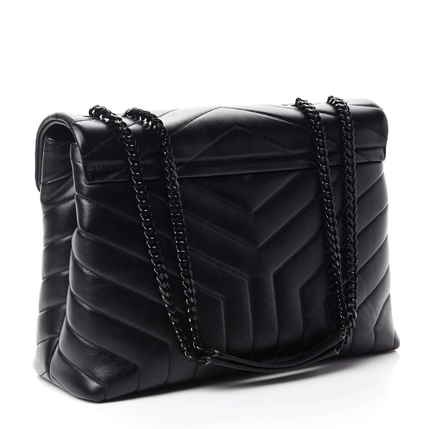 Saint Laurent Calfskin Y Quilted Monogram Medium Loulou Chain Satchel Black 4 of 12