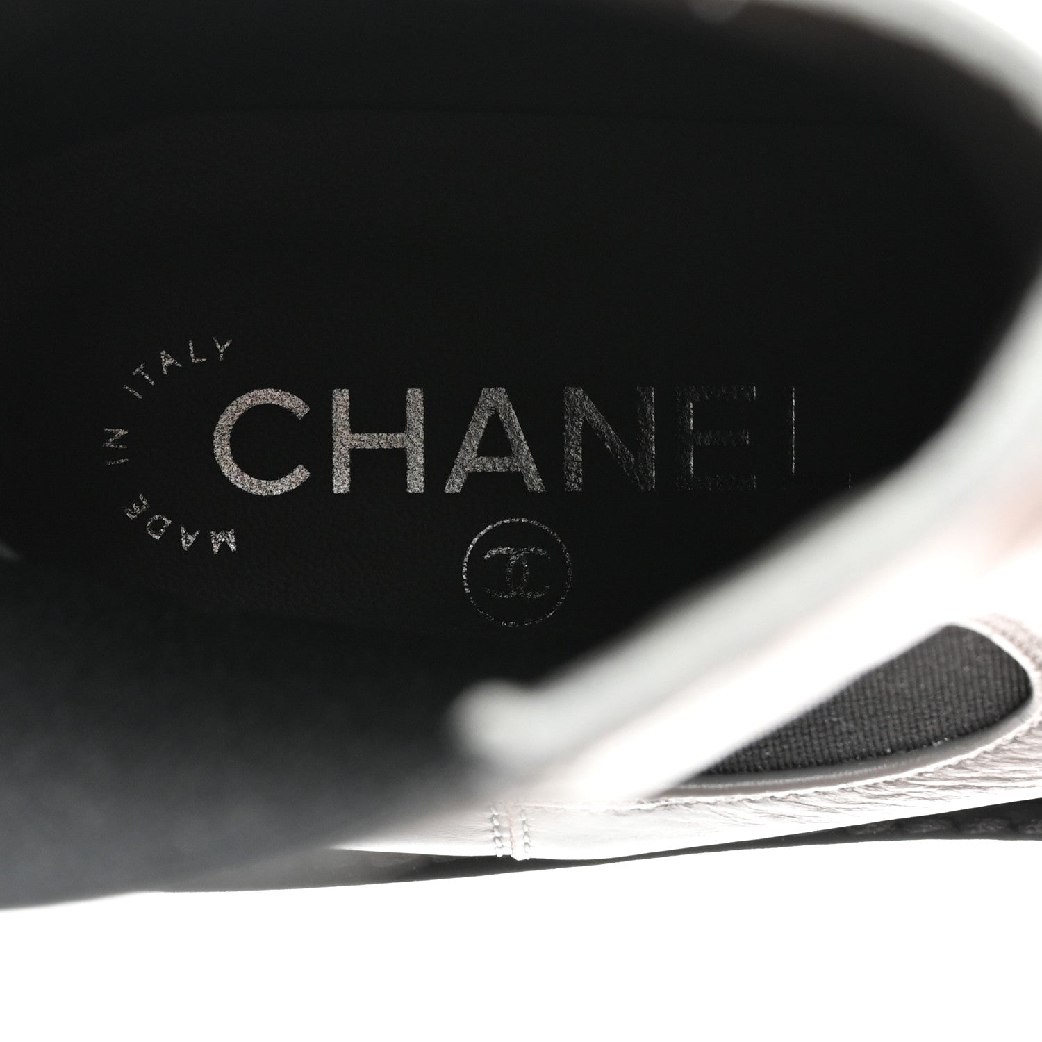Chanel Crumpled Calfskin Patent Cap Toe Short Boots 39 Dark Grey Black 6 of 9