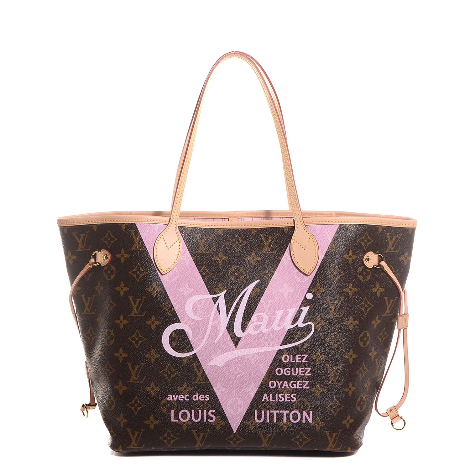 Louis Vuitton Monogram Maui V Neverfull MM Rose Ballerine 1 of 11