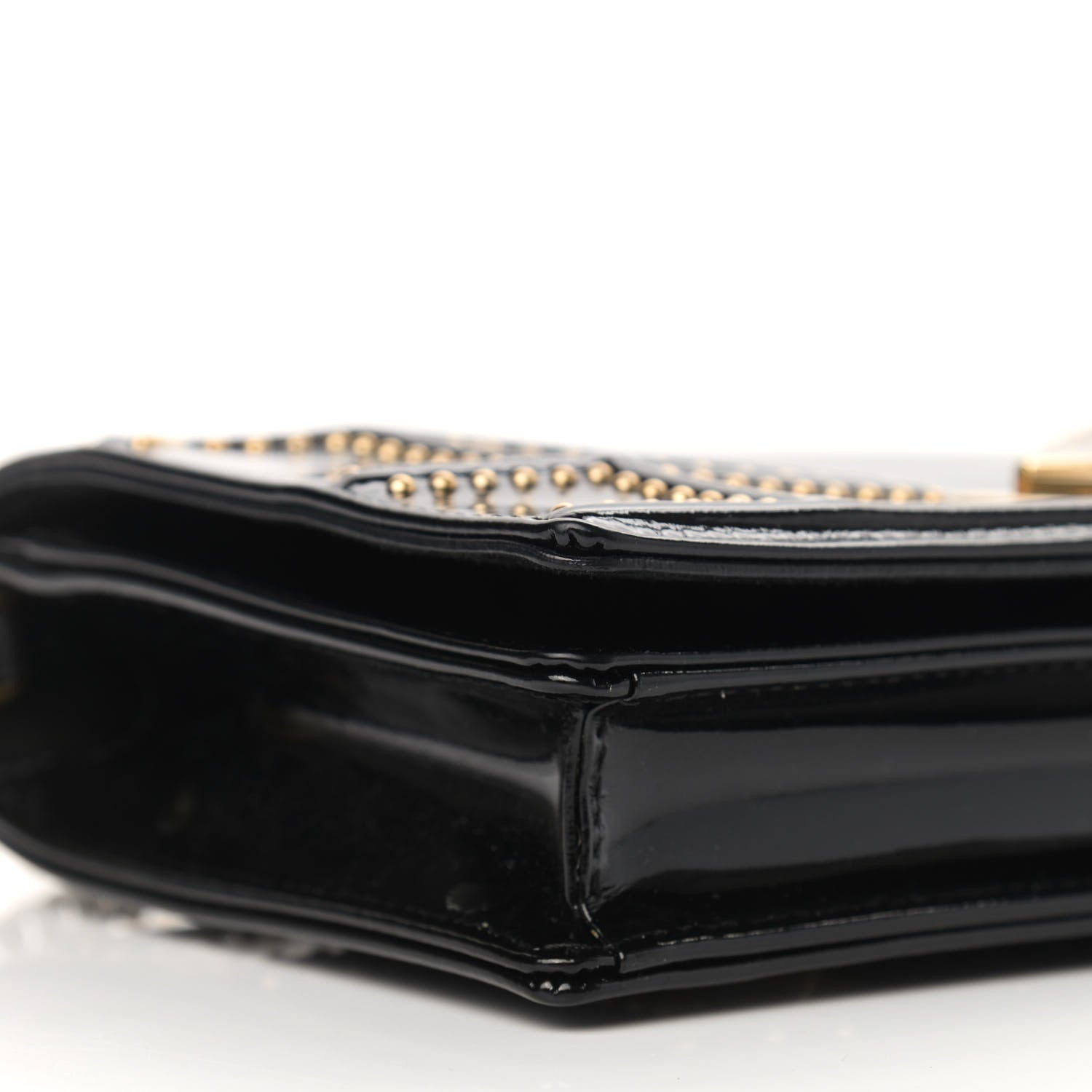 Christian Dior Patent Studded Diorama Wallet on Chain Pouch Black 8 of 10