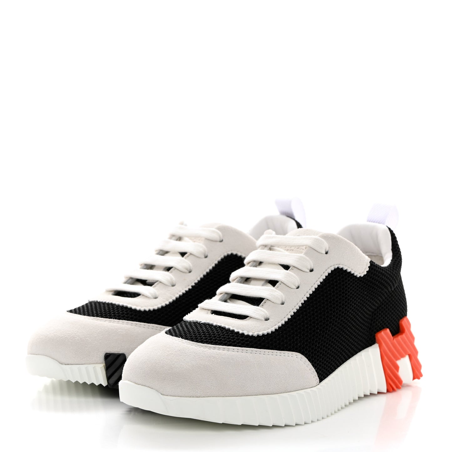 Air Mesh Suede Goatskin Bouncing Sneakers 35 Black Orange