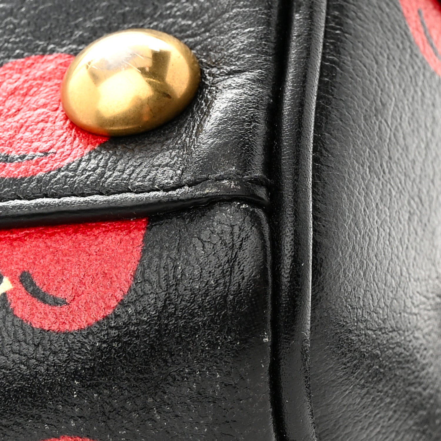 Saint Laurent Calfskin Cherry Print Classic Baby Duffle Black Red 15 of 16