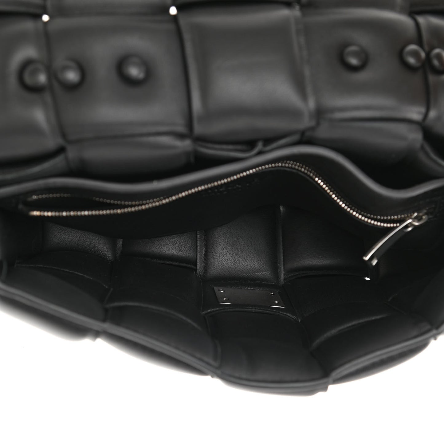 Lambskin Maxi Intreccio Padded Chain Cassette Crossbody Bag Black