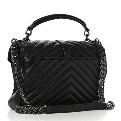 Saint Laurent Sheepskin Matelasse Chevron Monogram Medium College Bag Black 2 of 12