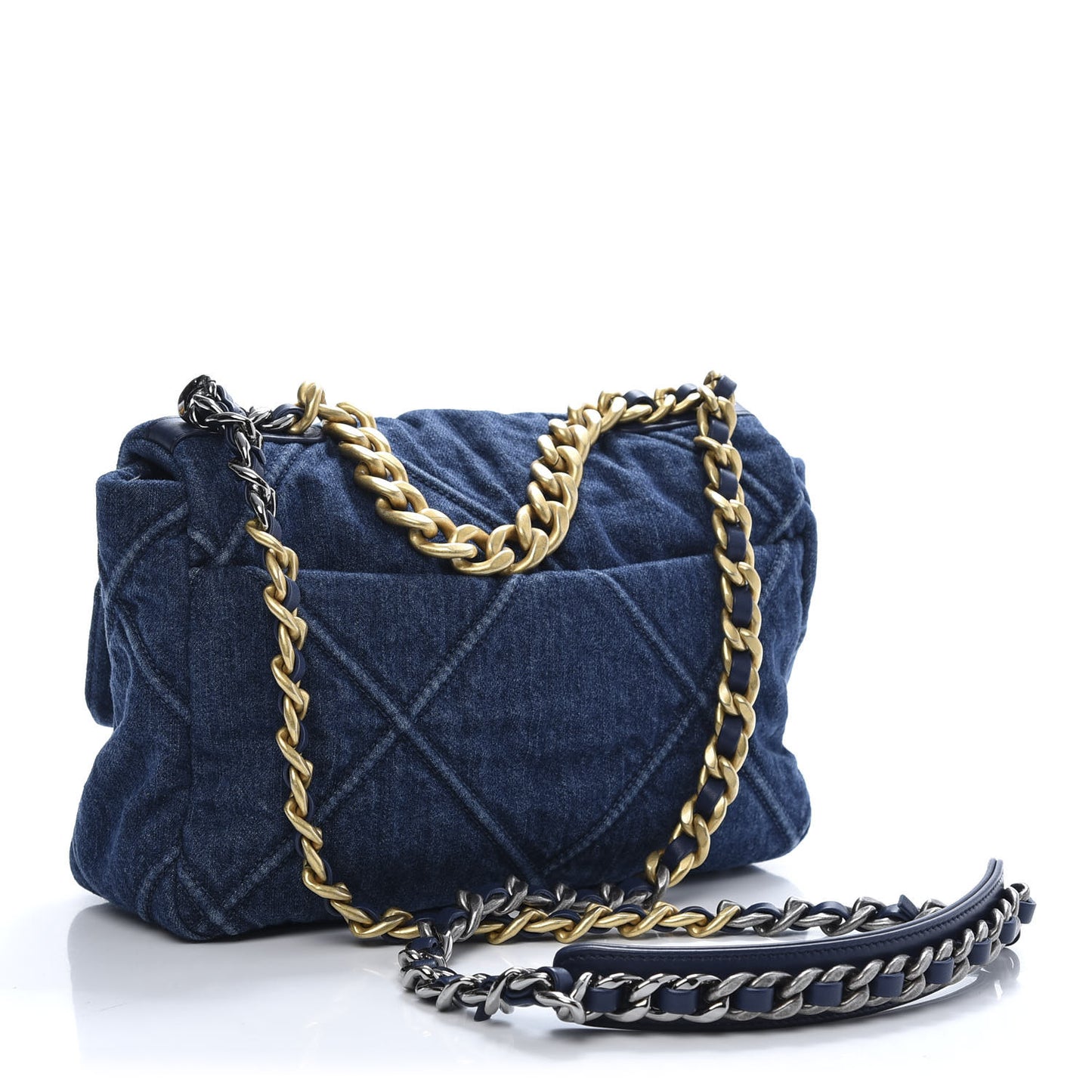 Denim Quilted Medium 19 Flap Blue
