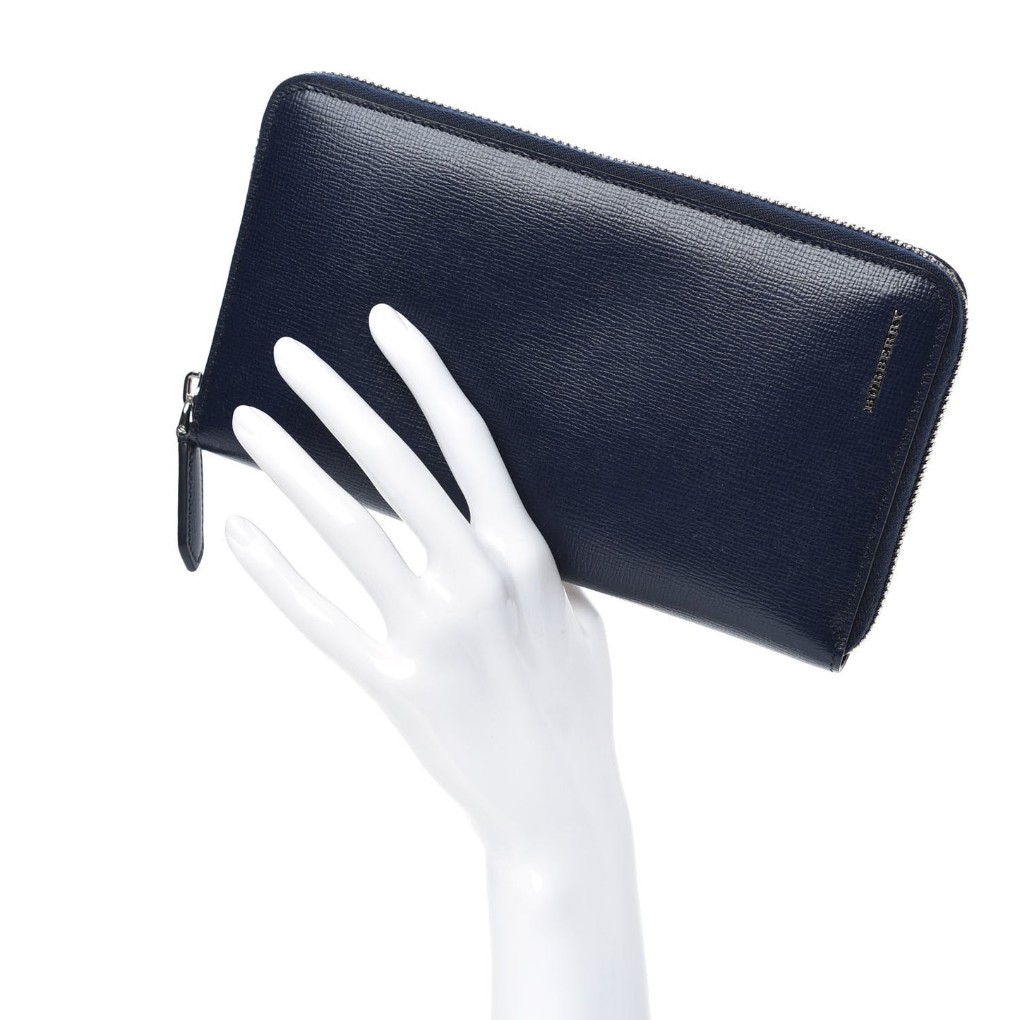 London Grainy Calfskin Renfrew Long Zip Around Wallet Dark Navy