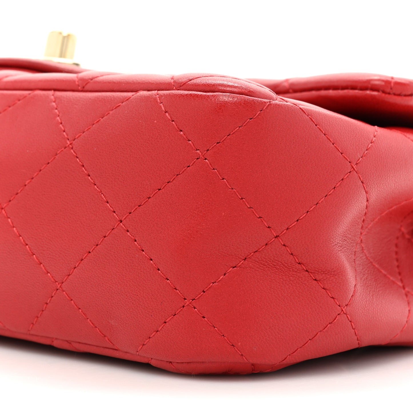 Lambskin Quilted Mini Rectangular Flap Red