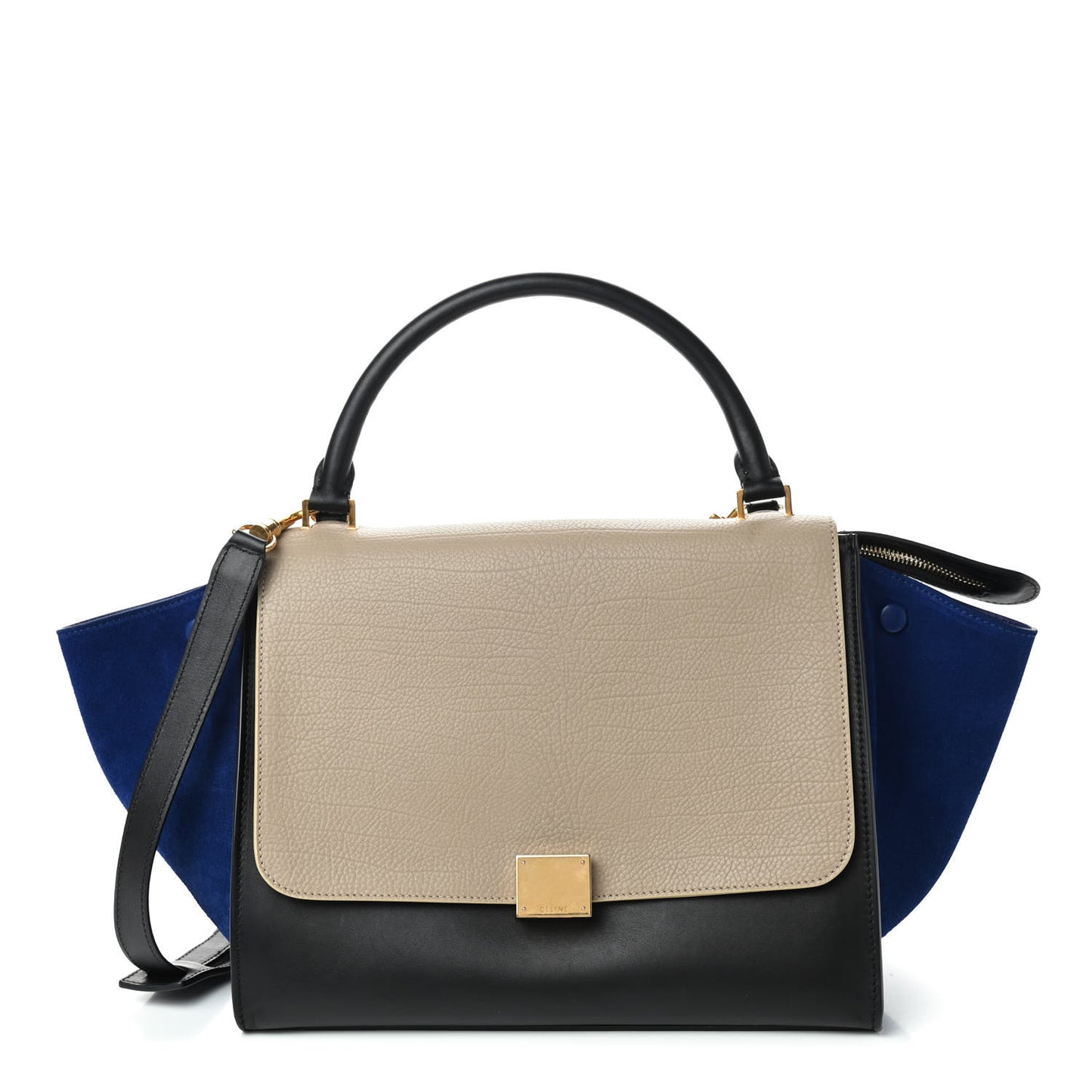 Calfskin Suede Medium Tri-color Trapeze Sand