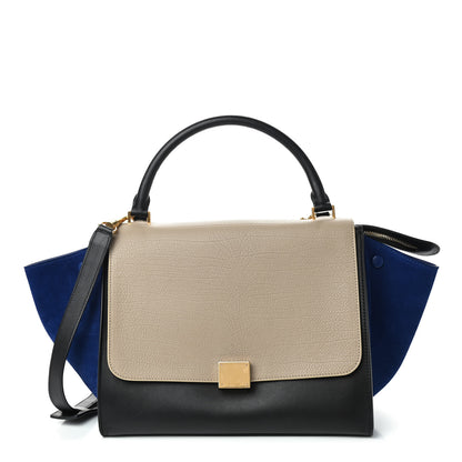 Celine Calfskin Suede Medium Tri-color Trapeze Sand 1 of 8
