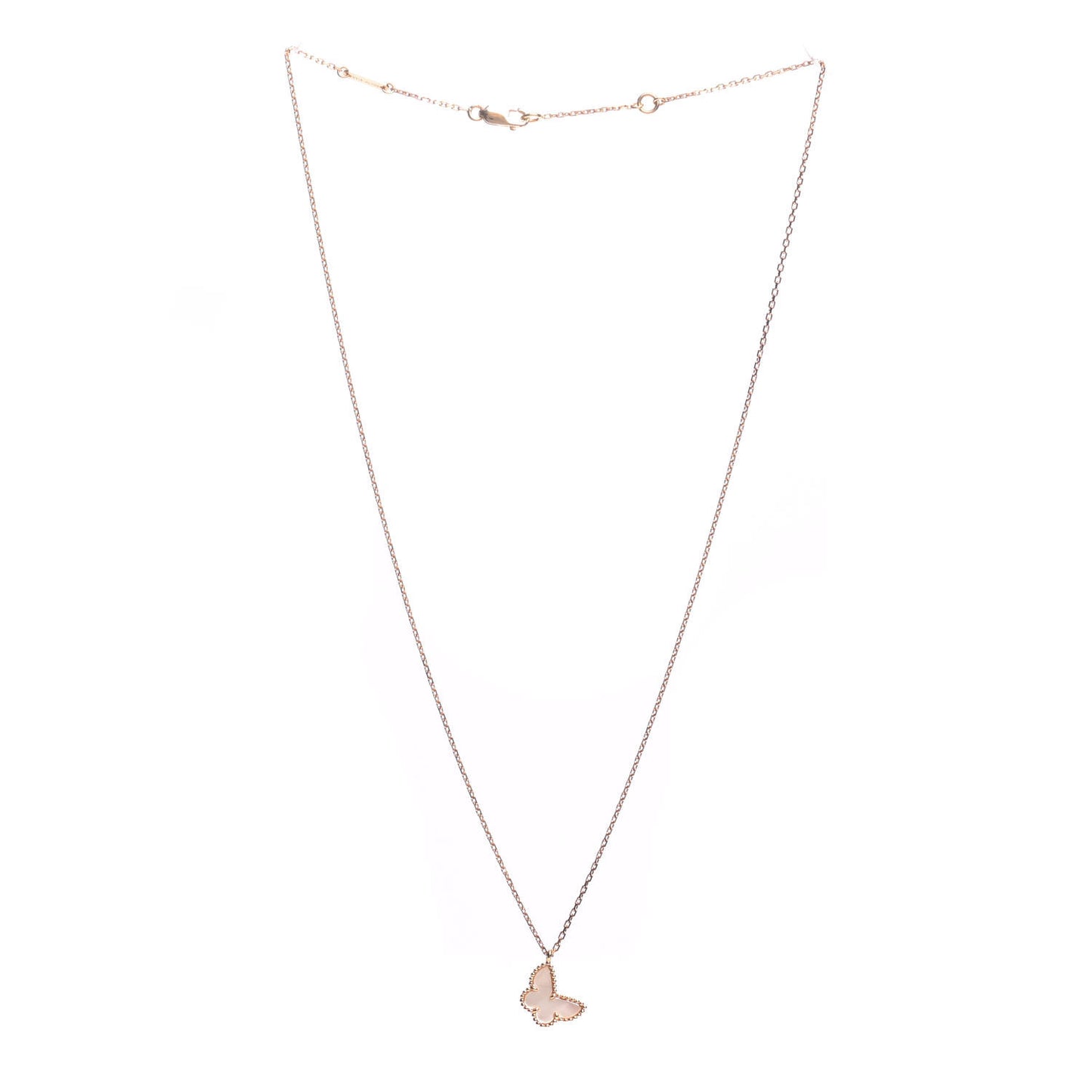 18K Yellow Gold Mother of Pearl Sweet Alhambra Butterfly Pendant Necklace